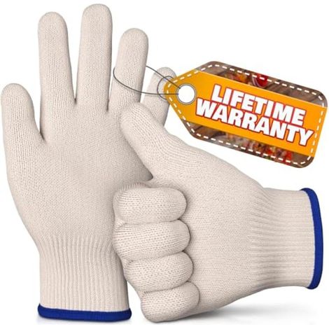Gants Cuisine Haute Température – Maille Épaisse – Anti-Brûlures – Four/Friture/BBQ – Paire Blanche (1/5)