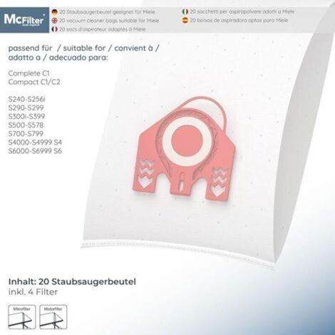 20 sacs à poussière compatibles avec l&39aspirateur Miele Compact C1, sacs auto-fermants, type MSM, filtres inclus (1/4)