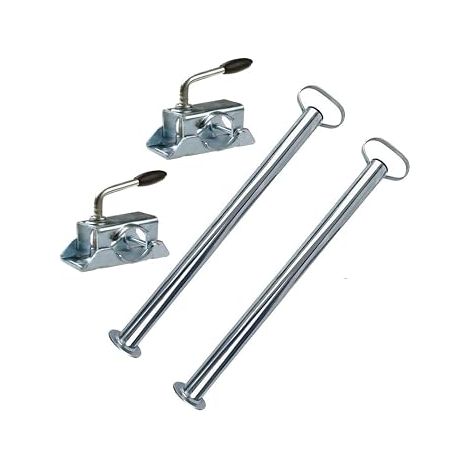 Béquilles Remorque Voiture,Béquilles de support pour remorque x2+brides de fixation x2,Hauteur 480 À 700mm Ø 48mm,Acier galvanisé,Béquilles stabilisatrice pour Remorque,pour la remorque de Voiture (1/5)