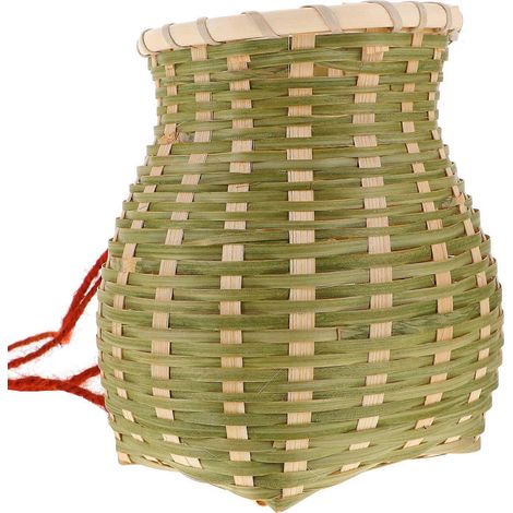 Petit panier en bambou tressé à la main, idéal pour le rangement, style ethnique. (1/5)