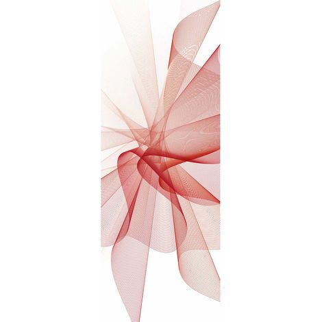 Papier peint panoramique design rouge & blanc | Tapisserie panoramique moderne rouge & blanche | Papier peint panoramique chambre adulte & escalier - 280 x 100 cm (1 pièce) (1/2)