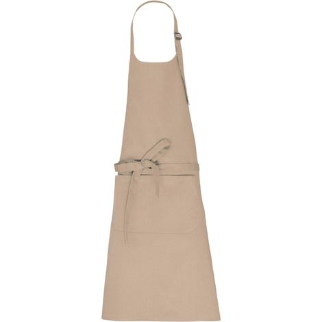 Tablier avec poche en coton bio KARIBAN Beige Unique.
