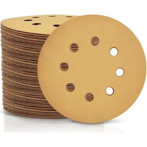 QAZQA Disques de Ponçage Papier Abrasifs 125mm, 50 Disques Abrasifs de Ponçage Ponceuse tampons ponçage ronds 8 trous Grain 400 pour Poncer Polir Dérouiller