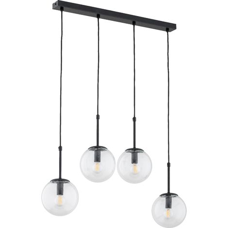 Suspension noire barre 4xE14 boules verre Sebia Alfa (1/3)