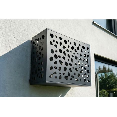 Cache clim & pompe à chaleur ANETO SUNNY aluminium gris avec face inférieure - taille M