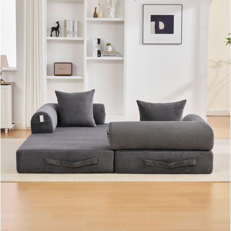 Canapé modulable velours côtelé gris foncé OKMYHOME (1/5)