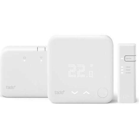 Thermostat connecté sans fil – Kit de démarrage avec sonde de température et récepteur – Compatible 95% systèmes chauffage central – Tado (1/2)