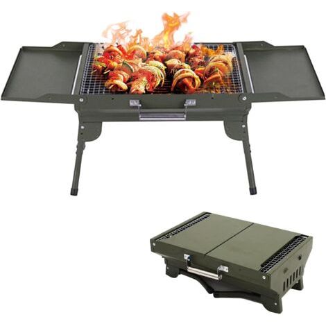 Barbecue Charbon de Bois, Portable BBQ, Smoker Grill, Barbecue de Camping en Acier Inoxydable Pliable, Petit de Pique-nique en Plein Air la Cuisine en Plein air Barbecue pour Jardin Balcon Voyage (1/5)