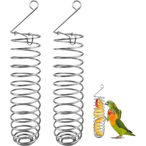 Perroquet Oiseau Panier à Nourriture Acier Inoxydable Perroquet Pendaison Distributeur de Fruits Support de Légume Millet, Oiseaux Cage Alimentation Accessoires pour Perruches Conure Aras (2 PCS) (1/4)