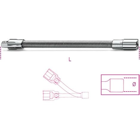BETA 900FL 150 - Prolunga flessibile con attacchi quadri maschio e femmina 1/4" cromata