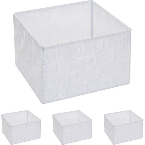 4x paniers de rangement panier décoratif 12x19x19cm polypropylène blanc 040000605