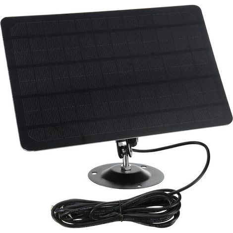Panneau solaire micro USB 10 W 5 V 2000 mAh, rotation à 360 degrés, étanche, montage mural, panneau solaire en silicium monocristallin pour caméra USB, noir