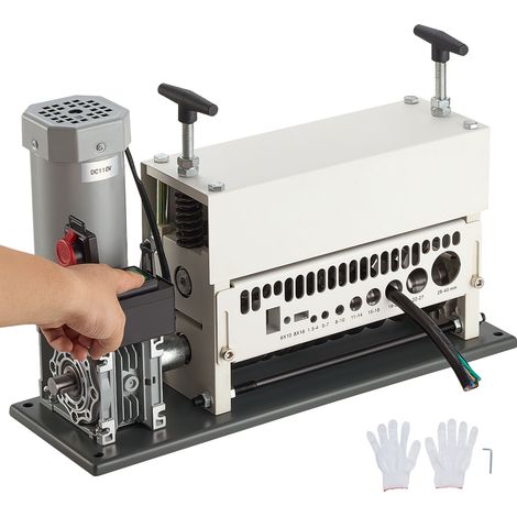 Mophorn Elektrische Kabelabisoliermaschine, 1,5-40 mm, Kabelschälgerät mit 11 Kanälen, 370-W-Abisolierwerkzeug mit Handkurbelmodus und Not-Aus-Funktion