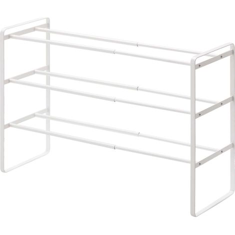Étagère à chaussures extensible à 3 niveaux, blanc, Acier, minimaliste, 25 x 41-70 x 46 cm (L x L x H) (1/5)