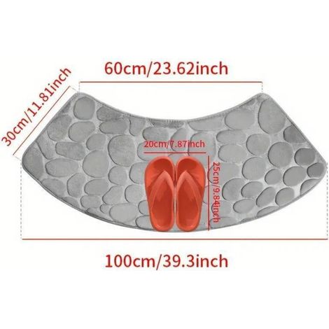 Gris clair - petites pierres 4000cm (corail polaire en forme d'éventail 0,8cm) Tapis de sol en polaire corail, tapis antidérapant galets pour toilettes/salle de bain, tapis de salle de bain absorbant (1/5)