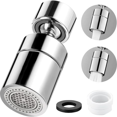 Sollbry Pivotant Aérateur de Robinet avec 2 Modes Embout Mousseur Robinets Durable Aérateur Robinet Rallonge Multifonctionnelle Pour M22/M24 Robinets(Argent) (1/5)