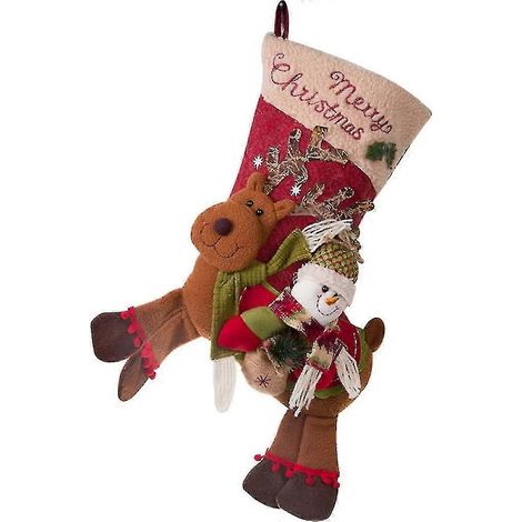 Große Weihnachtsstrümpfe, Schneemann, Rentier – 3D-Weihnachtsfiguren als Plüschtiere – Weihnachtsdekoration für Kinder (1/4)