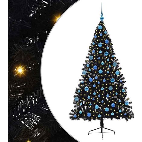 Árbol de Navidad Artificial Preiluminado Negro 180 cm PVC vidaXL