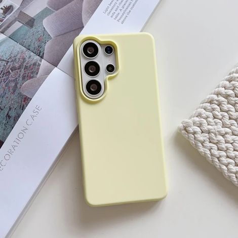 Coque de téléphone en silicone liquide (Jaune, Galaxy S25 Ultra), protection antichoc, souple et mate
