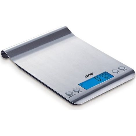 BILANCIA DIGITALE CUCINA ZHS520 ZEPHIR  KG 5/GR 1 ACCIAIO 2XAA NON INCLUSE