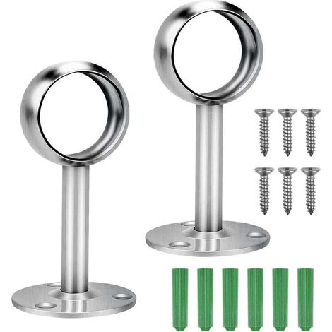 Lot de 2 supports de tringle de penderie en acier inoxydable pour placard et armoire - Diamètre Ø25 mm (1/5)