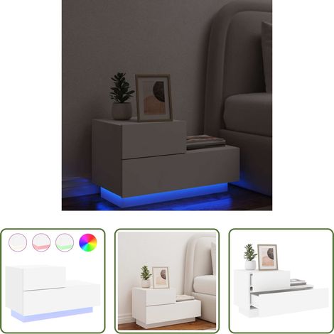 Lumière LED RVB - Table de chevet avec lumières LED blanc 70x36x40,5 cm (1/5)