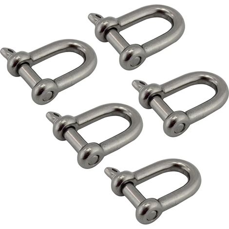 Manille en D (1 pièce - 6 mm - FR) avec goupille à vis, en acier inoxydable 304 haute résistance, pour chaînes, câbles et matériel de levage (camping). (1/5)