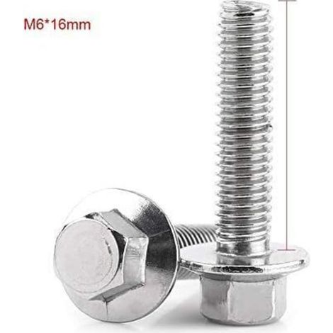 10pcs M6 acier inoxydable SS304 kit de vis, Vis à bride hexagonale Fixation des boulons de la tête de la rondelle(M616) (1/3)
