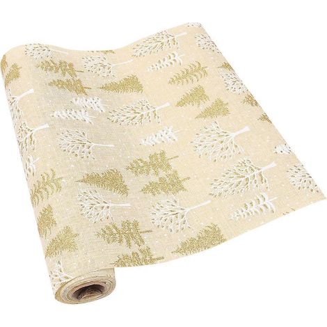 Chemin de table de Noël, nappe imprimée, nappe créative-275X28CM-Golden (1/2)
