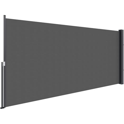 Store latéral brise-vue paravent escamotable 3 x 1,4 m alu. polyester haute densité anti-UV 180 g/m² gris anthracite (1/5)