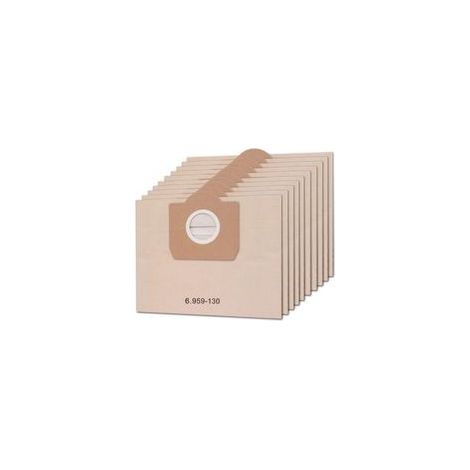 Lot de 10 sacs d'aspirateur pour Karcher 6.959-130.0 WD3 WD3P MV3 A2204 A2254 A2604 Sacs Filtrants en Papier de Rechange pour Aspirateur Wet & Dry, Sac à poussière pour aspirateurs Kärcher (1/5)