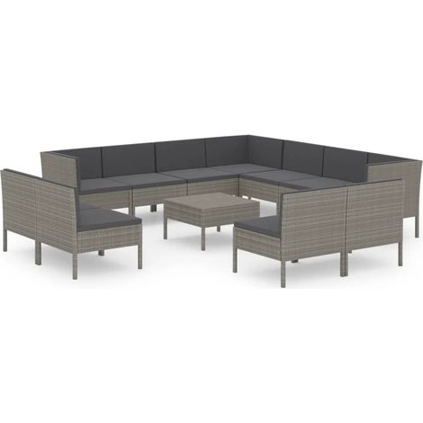 Maison Exclusive - 12-tlg. Garten-Lounge-Set mit Auflagen Poly Ra