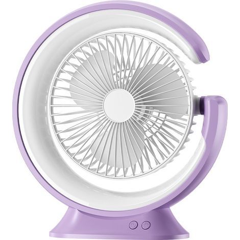 Lila USB-Drehventilator [2400 mAh] Leise mit LED-Licht für Büro und Innenräume (1/5)