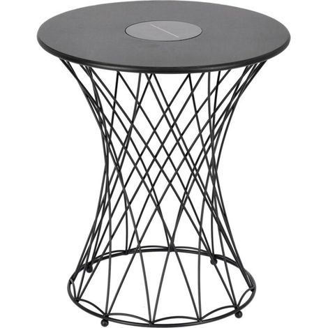 Tavolino solare "Jeevan" tondo in acciaio colore nero Ø 40 X 45 cm (1/2)