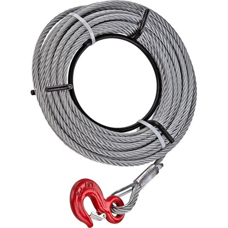 Stahlseil Drahtseil Seil mit Haken 11 mm x 20 m u. a. für Handseilwinde 68017 (1/4)