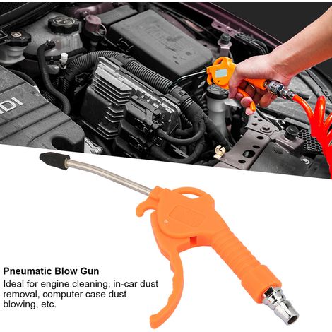 Pistolet souffleur à air comprimé en ABS avec tuyau spiralé 6 m et raccord rapide 3 voies pour dépoussiérage auto (1/5)