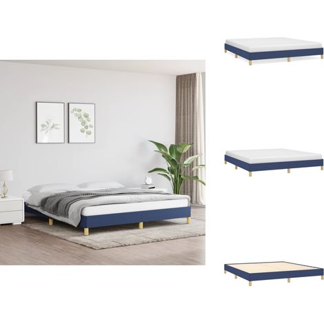 Bettgestell ohne Matratze Blau 180x200 cm Stoff - Bettrahmen - Doppelbett - Blau - Holzrahmen - Lattenrost (1/5)