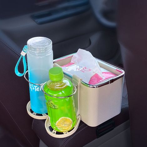Console central voiture avec porte-gobelet, organiseur multifonction pour siège auto, boîte de rangement pour mouchoirs, smartphone et portefeuille, accessoires d'intérieur automobile. (1/5)