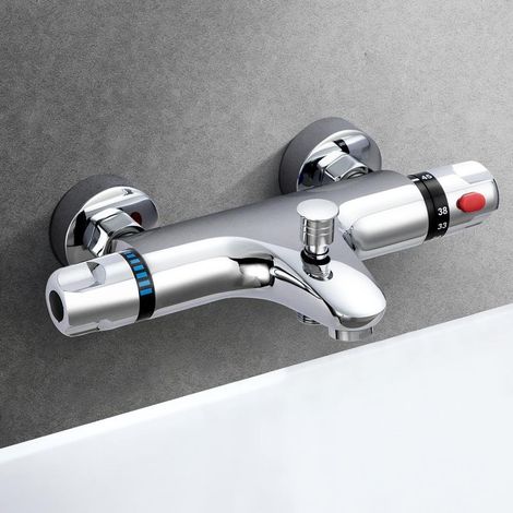 Mitigeur Douche Thermostatique, Mitigeur Baignoire Thermostatique, Robinet de Douche Thermostatique avec Bouton de Sécurité 38 °C (1/5)