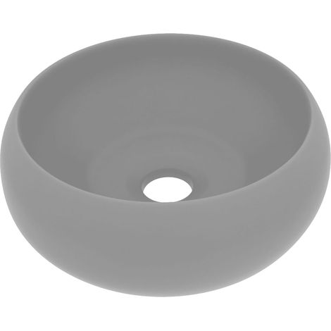 Lavabo da appoggio rotondo di lusso lavabo da bagno lavello da cucina guardaroba arredamento per la casa 40 x 15 cm ceramica grigio chiaro opaco 020002746