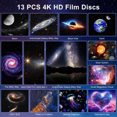 NALOOKAMIC Projecteur Ciel Etoile,4K HD Planetarium Projecteur avec 13 Disques de Film,Rotatif 360° Projecteur Galaxie Veilleuse Etoile Projection avec Minuteur & Météore Dynamique pour Décoration Cha