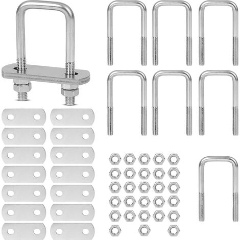 8 x Boulons en U M6 Bride Carré 25 × 62 mm, Inox (1/5)