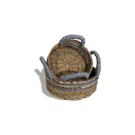 Panier Feuille de Bananier et Raphia Abu-abu - Lot de 2- Vendu par 1 (1/4)