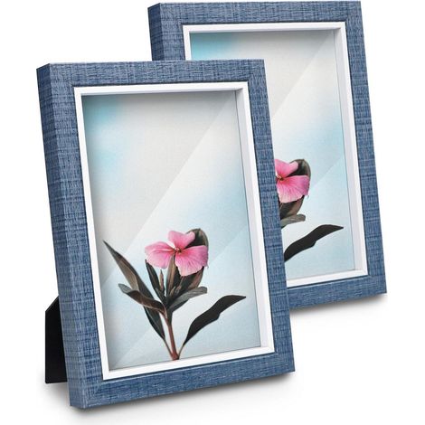 Cadre photo bleu 13x18cm pour mur et table avec verre haute définition (1/5)