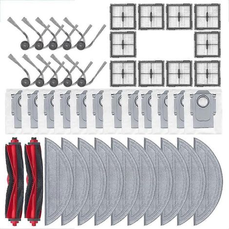 Pièces détachées pour Roborock Q10 S5/ Q10 S5+ / Q10V / Q10V+ / Q10 VF / Q10 VF+ : brosse principale, filtre HEPA, chiffon de nettoyage et sac à poussière