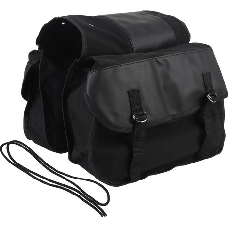Motorrad-Packtaschen, Reisetasche aus wasserdichtem Canvas und PU-Leder, Fahrrad-Rücksitztasche für Radfahren, Reisen, Pendeln, schwarz (1/5)
