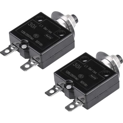 2 Pieces 30A Overload Protection Switch Manual Reset Circuit Breaker with Button for Industrial, Marine, and Automotive Applications (1/5)