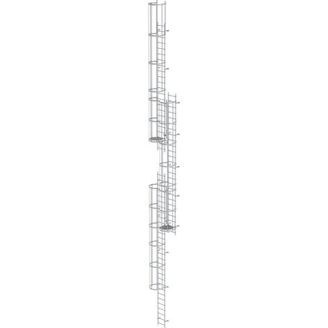 Günzburger Steigtechnik Echelle à crinoline avec protection dorsale (machines) Aluminium anodisé 17,16 m - 500256 (1/3)
