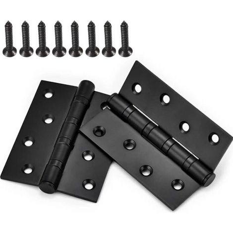 2 Pcs Black Stainless Steel Ball Bearing Door Hinge Folding Door Hinges for Furniture Barn Garage with Screws (1/5)