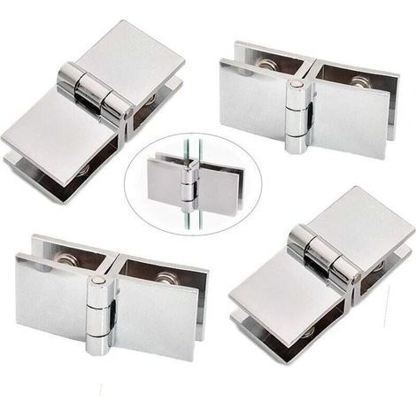 Charnière de porte en verre 4pcs 180 Ḟ, charnière de porte en verre, charnière de porte en verre en alliage de zinc, porte en verre à clip, installation facile et durable pour vitrine, armoire à vin, (1/4)